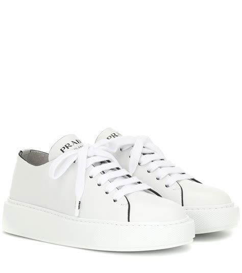 prada thick sole white trainers|White Leather Sneakers .